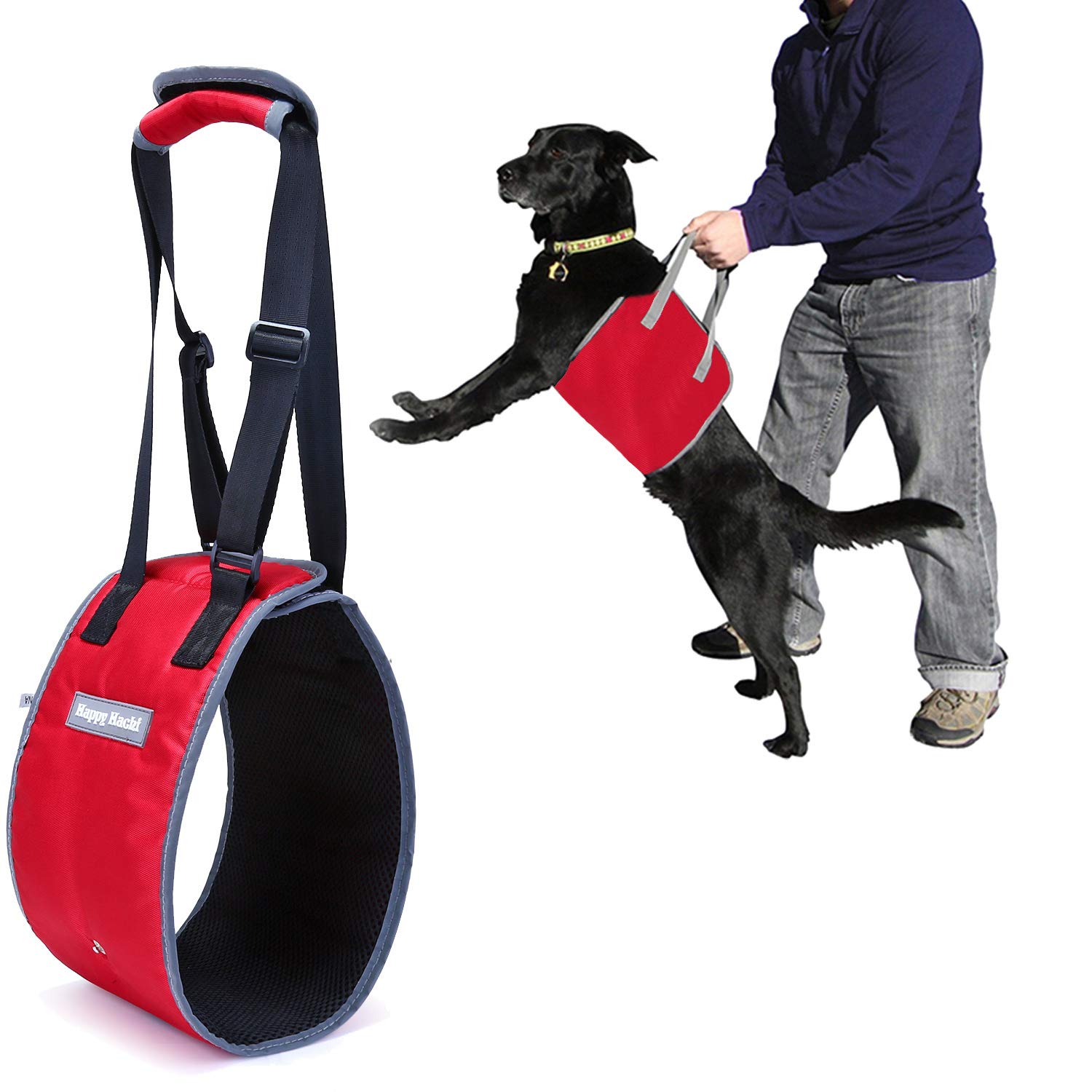 Louvra Dog Support Harness Medium Soft Padded Handle Dog Lifting Harness with Adjustable Strap Pet Rehabilitation Assist Harnesses for Old Disabled Dog Walking Up Down Stairs(Red,Medium)