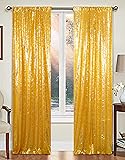 AMZLOKAE Gold Backdrop Curtains 2 Panels 2Ftx7Ft