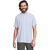 Johnston & Murphy Mens Short Sleeve Illusion Print Linen Shirt