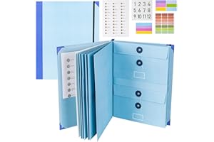 Generic Document Organizer - in Case I Go Missing Binder | Labelled Expandable Pockets for A4/Legal Sized Papers & Important Documents (Blue)