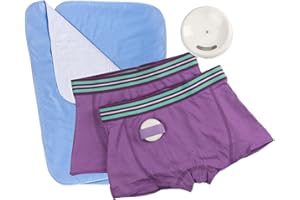 dry defender Rodger Wireless Bedwetting Alarm Kit - Bed Wetting System for Kids - Two Moisture Sensing Briefs, Waterproof Bed Pad, Guide Book, Free Mobile App - Child, Lavender, X-Large