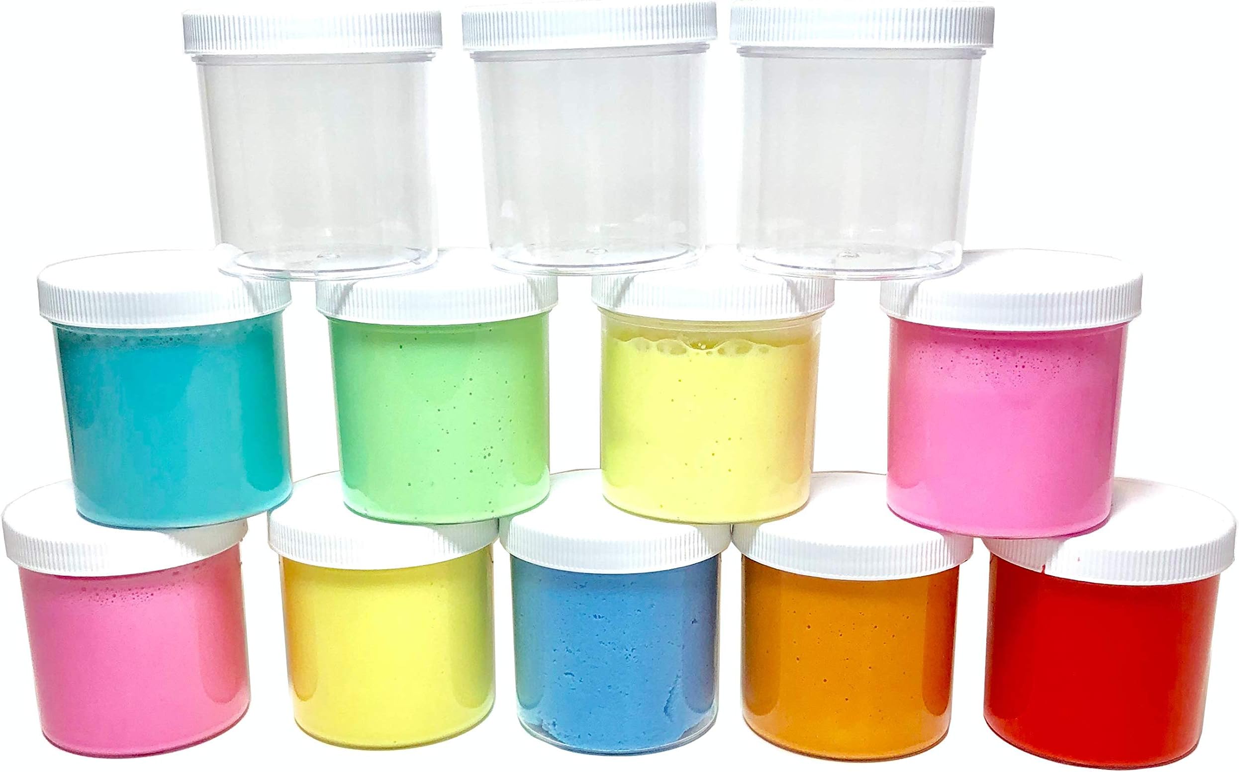 slime storage jars 6 oz in 6, 12, 18 pack - clear all purpose containers - for all glue putty making - art, craft and hobby storage containers … (06)