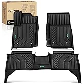 YHTAUTO Floor Mats Compatible with Toyota Tacoma 2024 2025 2026 (Double Cab No Hybrid Automatic Transmission), TPE Floor Liners All-Weather Protection Custom Fit, 1st & 2nd Row, Set of 3 Black