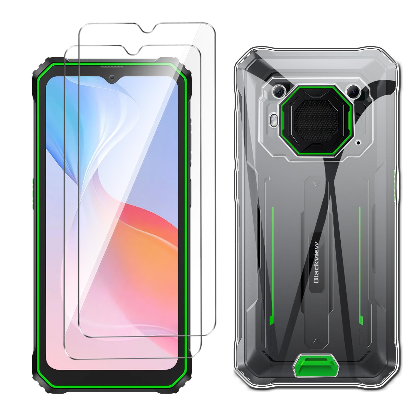 LYZXMY case for Blackview BV6200 / BV6200 Pro(6.56") transparent mobile phone case + 2 pieces tempered glass protective film, case soft silicone TPU protective cover