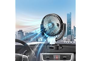 rainyanunite Car Cooling Fan,Portable Folding Fan 360° rotate,Brushless Motor,Strong Wind Air Circulation USB Car Fan