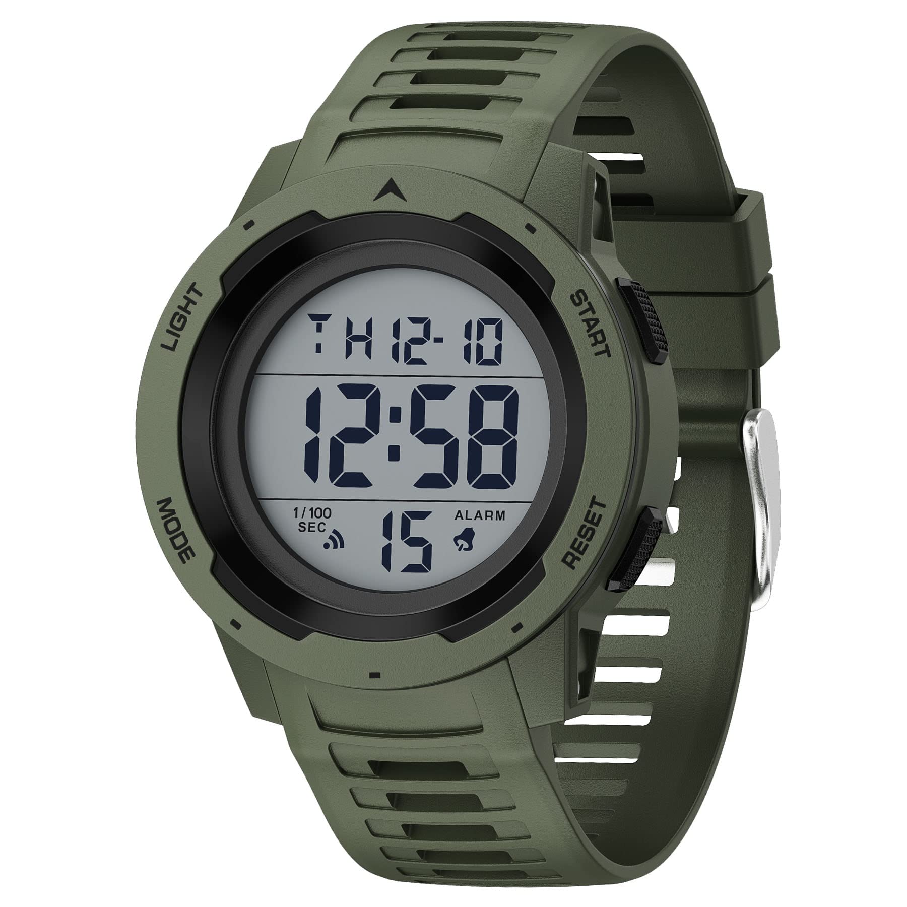 GOLDEN HOUR Mens Waterproof Digital Sport Watches Wide Screen Easy Read Display Military Style with Rubber Strap