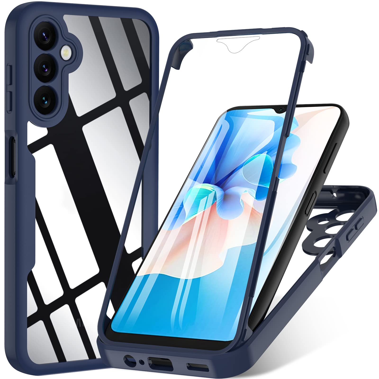 Photo 1 of 2  pcs*** Appliable for Samsung Galaxy A14 5G Case, Galaxy A14 5G Phone Case 4G/5G [Military Grade Drop] 360° Full Body Rugged Samsung A14 5G Case Built-in Screen Protector Shockproof Cover, Blue