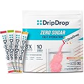 DripDrop Sugar Free Hydration Packets - Zero Classic Variety Pack - Single Serve Electrolytes Powder Drink Mix - Lemon Lime, Watermelon, Peach, Passion Fruit - Non-GMO, Gluten Free, Vegan - 32 Sticks