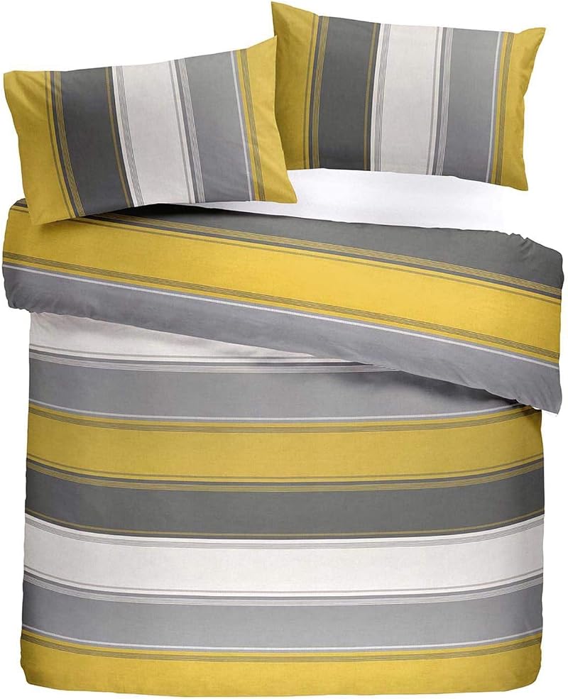 Fusion Duvet Cover Set Ochre Stripe 52% Polyester 48% Cotton Double