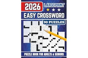 Easy Crossword Puzzle Book for Adults & Seniors: 90 Relaxing Large Print Crosswords with Solutions | Fun & Simple Brain Games for Memory and Vocabulary Boosting