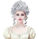Rugelyss Vintage Short White Silver Curly Beehive Wig Updo Wigs for Women fits Halloween Party or Costume Wig Halloween Cosplay