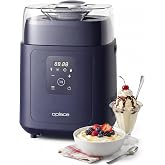 Oplace 4-in-1 Compressor Ice Cream Maker (1.0Qt), No Pre-Freezing, Automatic Yogurt Maker, Gelato Sorbet Frozen Yogurt Soft S