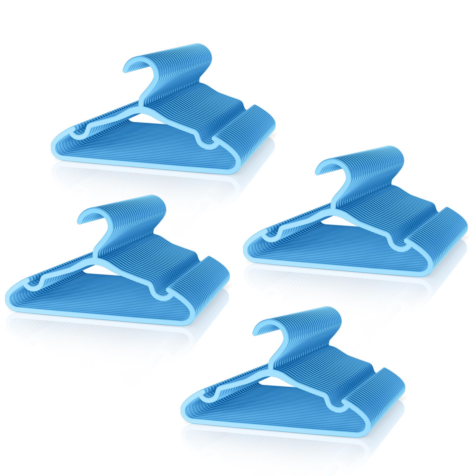 VILICK Plastic Kids Hangers - 100 Pack Non-Slip Baby Clothes Hangers for Closet, Toddler & Newborn Clothing Pants, Skirts, Coats (Blue)