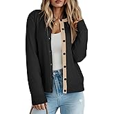 Dokotoo Women's Wool Button Down Lightweight Cardigans Long Sleeve Casual Crew Neck Cardigan Sweaters