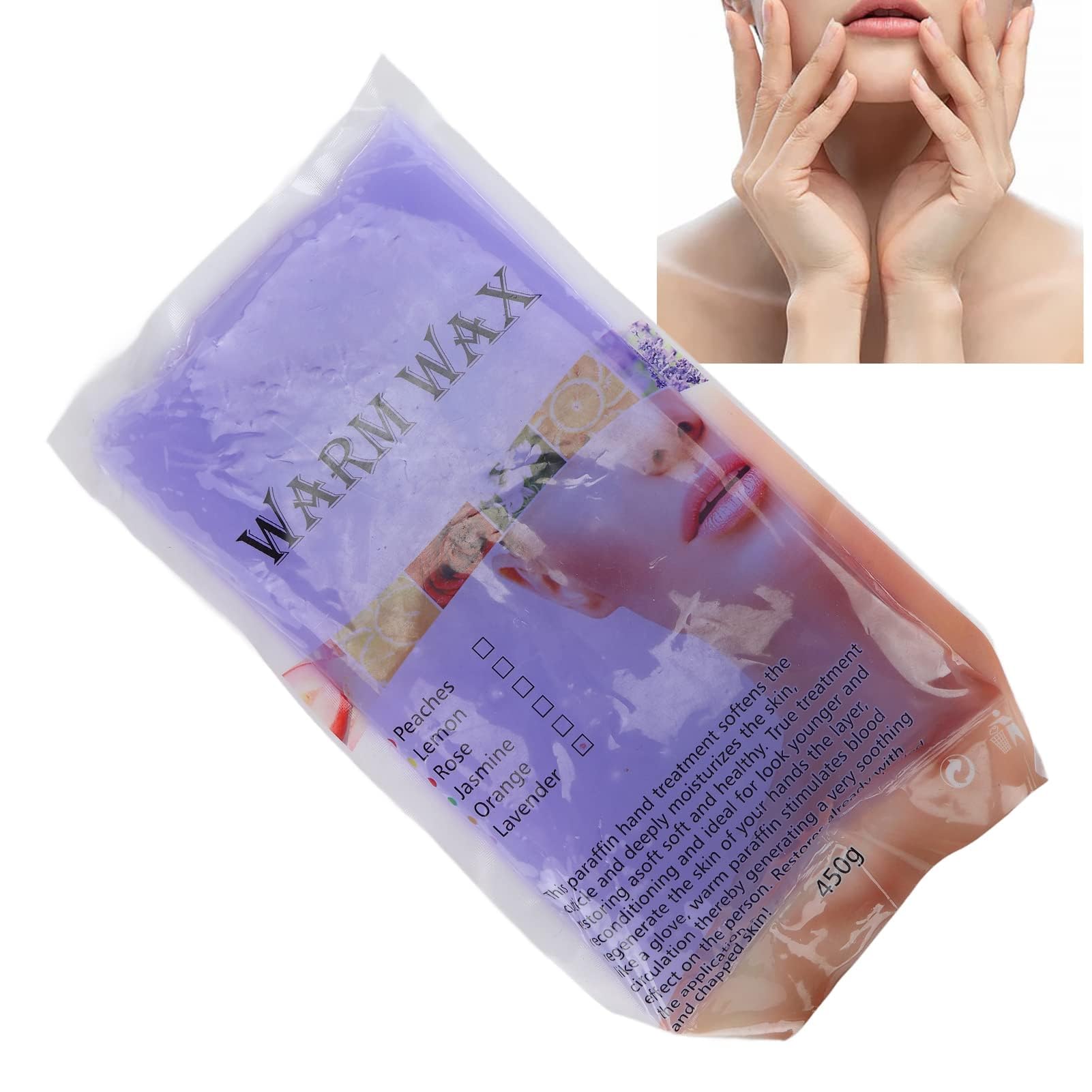 Agatige Lavender Paraffin Wax, 450g Deeply Moisturising Paraffin Wax Beads Blocks Pedicure Treatment Block for Hand and Feet Dry Skin, Relieve Stiff Muscles and Pain