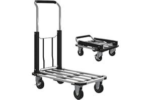 HOMCOM Folding Hand Truck, 330 lbs Heavy Duty Trolley Luggage Cart Platform Cart with Adjustable Handle for Luggage, Travel, 