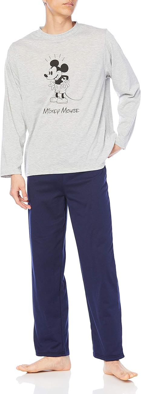 Amazon ディズニー パジャマセット メンズ 紳士 ディズニー ミッキーマウス 長袖 天竺 パジャマ 上下セット ルームウェア ｔスーツ パジャマ 通販