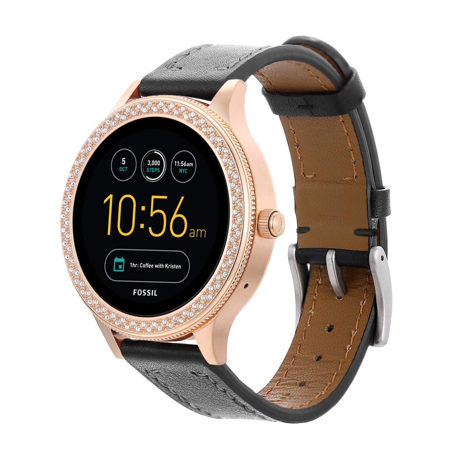 Full Grain Leather Watch Band for Fossil Q Ventrue,18MM Genuine Leather  Band with Quick Released Pins for Q Venture and MK Sofie/Access Runway