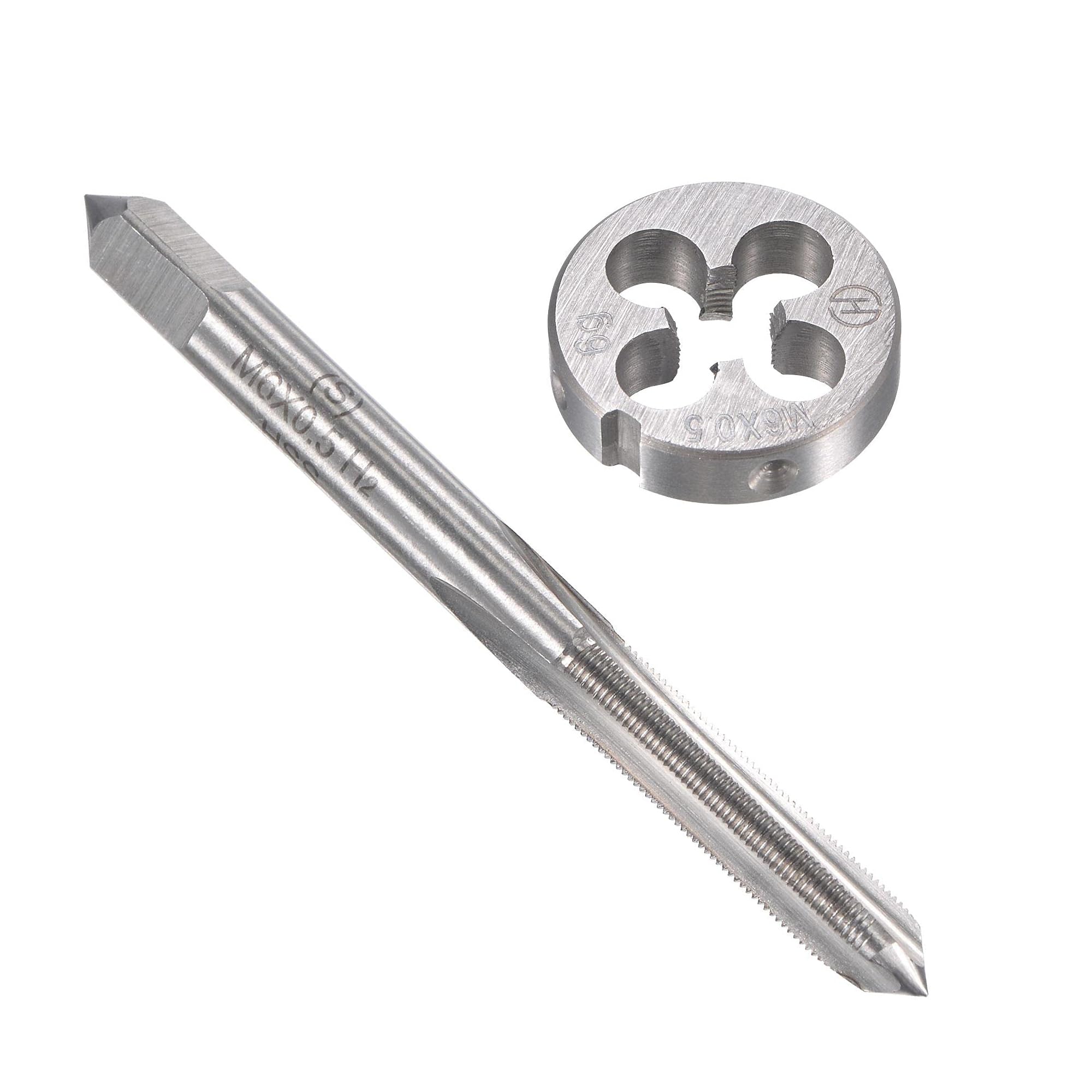 MACHSWON M6 x 0.5mm Metric Tap and Die Set - Machine Thread Screw Tap with Round Threading Die Kit for Thread Repair