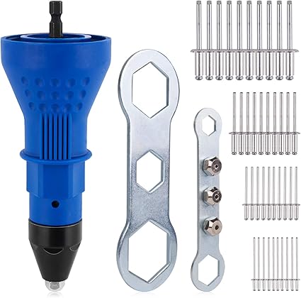 Pistolet A Riveter Pour Perceuse Electrique Sans Fil Avec 3 Tetes Convertibles 40 Rivets Pop Amazon Fr Bricolage