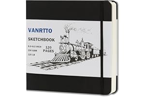 VANRTTO Hardcover Sketch Book, Square Sketchbook with 120LB/200GSM Thick Drawing Paper, 120 Pages/60 Sheets Sketch Pad for Adults and Kids, Large Mixed Media Sketchbook on 8x8 Inch