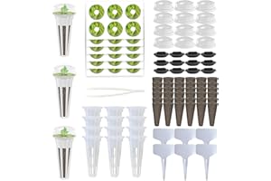 AMBGROW 115Pcs Hydroponic Pods Supplies for Aerogarden Pods, Hydroponics Garden Accessories, Grow Anything Kit, 36 Grow Sponges 12 Grow Baskets 12 Grow Domes 36 Pod Labels 12 Spacers 6 Plant Labels 1 Tweezer