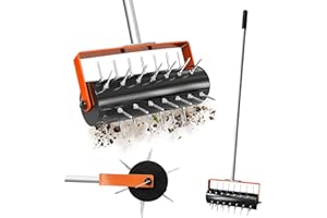 Failenfeivp Rolling Lawn Aerator Tool Heavy Duty Manual Push Aerator Lawn Tool with 42 Spikes Lawn Aerator Spike Tool for Maintaining Garden Yard Soil Health