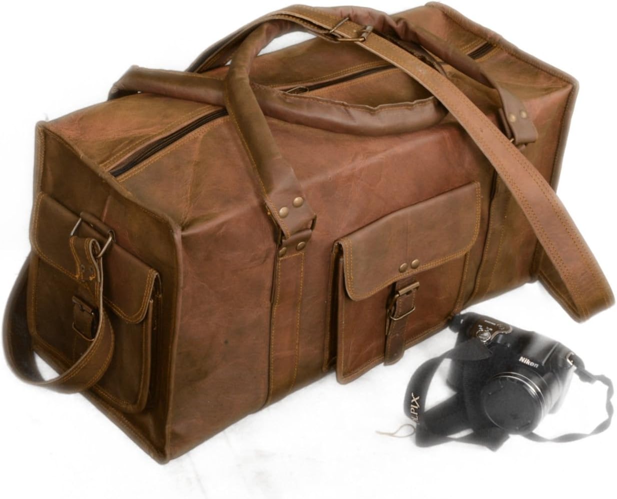 goat leather duffle bag