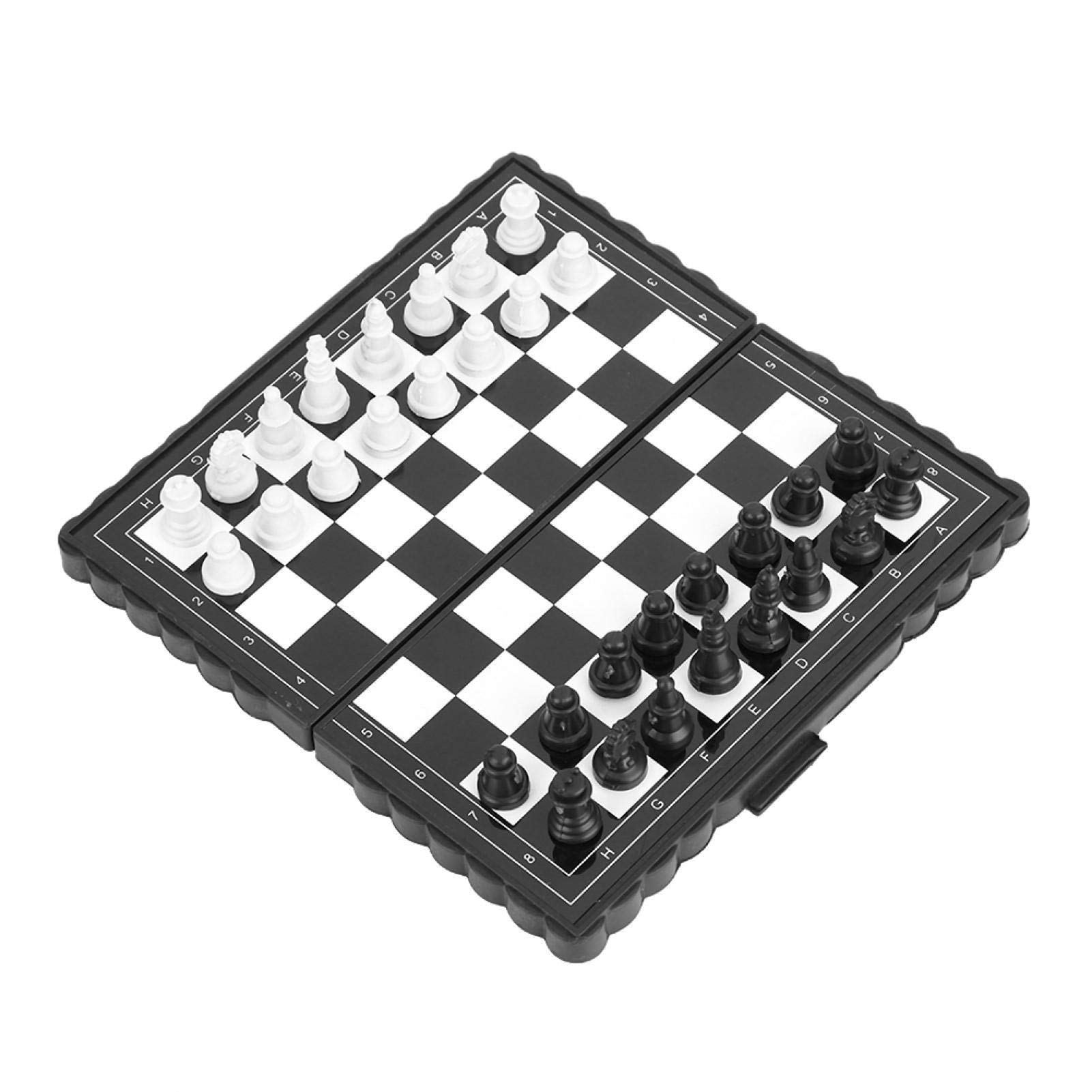 Alomejor Chess Set Magnetic Folding Chessboard Plastic International Chess Set for Party Family Activities