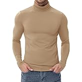 Poriff Men's Turtleneck Tops Fleece Lined Pullover Thermal Long Sleeve Casual Slim Fit Basic Sweater