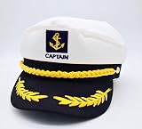 MEBBER Captain Yacht Hat Adjustable Snapback Gold Anchor Embroidery White view 1