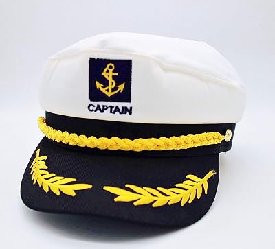 MEBBER Captain Yacht Hat Adjustable Snapback Gold Anchor Embroidery White
