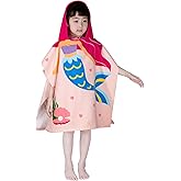 growell Hooded Kids Beach Towels - Toddler Bath Towel Girls Boys Swim Cover-ups for Ages 1 to 6 Kids Pool Towels Quick Dry Lightweight Soft Microfiber Poncho Towel 24x23(Mermaid Pink)