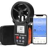 GOYERRNES Wireless Handheld Anemometer, Digital Wind Speed Meter with APP | CFM Air Flow Tester, Temperature &amp; Wind Chill, HVAC Gauge for Outdoor Sailing Climbing Drone, MAX/MIN/AVG Display