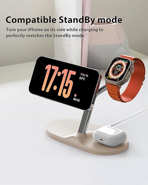 3-IN-1 WIRELESS CHARGING STATION FOR APPLE DEVICES – FAST CHARGING STATION FOR IPHONE AND WATCH, STABLE CHARGER STAND FOR IPHONE 12-15 & IPHONE 16 & IWATCH & AIRPODS