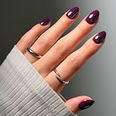 Glamnetic Press On Nails - Short Oval Glazed Fake Nails 30 Pc Full Kit | Midnight Purple press on nails. Full kit glue-on set. Water-resistant, chip-resistant. Up to 2 weeks. 15 sizes, 30 press ons