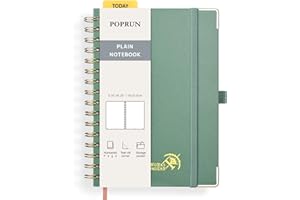 POPRUN Blank Journal Notebook [A5-5.75'' x 8.25''] - 120 GSM Thick Paper, 141 Numbered Pages, Spiral Hardcover for Men & Wome