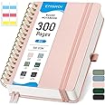 EMSHOI Spiral Notebook College Ruled, 300 Numbered Pages, B5 Large Hardcover Leather, 100 GSM Thick Lined Journal for Men Women Work Writing Journaling Note Taking, 7.48" x 10.15", Rose Gold