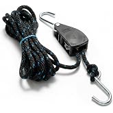 Rope Ratchet 3/8" Block and Tackle Pulley Hoist - Overhead Lifting | 15 ft Braided Polypropylene Rope, 250 lbs Capacity, Locking Mechanism, Kayak Storage, Tent Hanging, Tarp Setup, Workshop Use