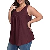 Lastshe Women's Plus Size Tank Top Tunic Flowy Loose Fit Tank Tunic with Scoop Neck Long Length for Casual Wear 1X-5X
