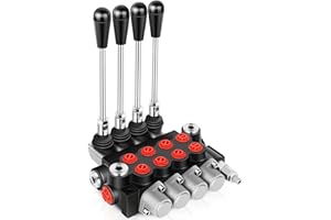 GYZJ Hydraulic Flow Control Valve 4 Spool 11 GPM G Ports Adjustable Relief Lever Handle Double Acting Parallel Center Tractor Loader W/Joystick Small Tractors/Tanks Loaders Log Splitters 3600 PSI