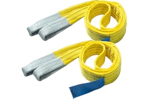 Kivomot 2-Pack 3"×6.5ft Industrial Lifting Sling, Heavy-Duty Polyester Webbing Sling, 6600 lbs Capacity, 5:1 Safety Factor, Eye-to-Eye Rigging Sling for Crane, Hoist & Machinery