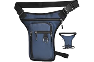 Thigh Bag with Leg Strap, Waterproof Zipper Adjustable Unisex Leg Bag with Multi-Pocket for Motorcycle Hiking Outdoor, 7.1x0.