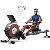 Rowing Machine, MERACH Bluetooth Magnetic Rower Machine with Dual Slide Rail, 16 Levels of Electromagnetic Resistance, Max 35