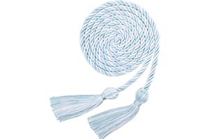 LXZYU Graduation Cords, Honor Cords Graduation 2025, Cord for Graduation 2025 with Tassels for Grad Students Bachelor Gown Master Doctoral 67" Long Light Blue and White Graduation Cord
