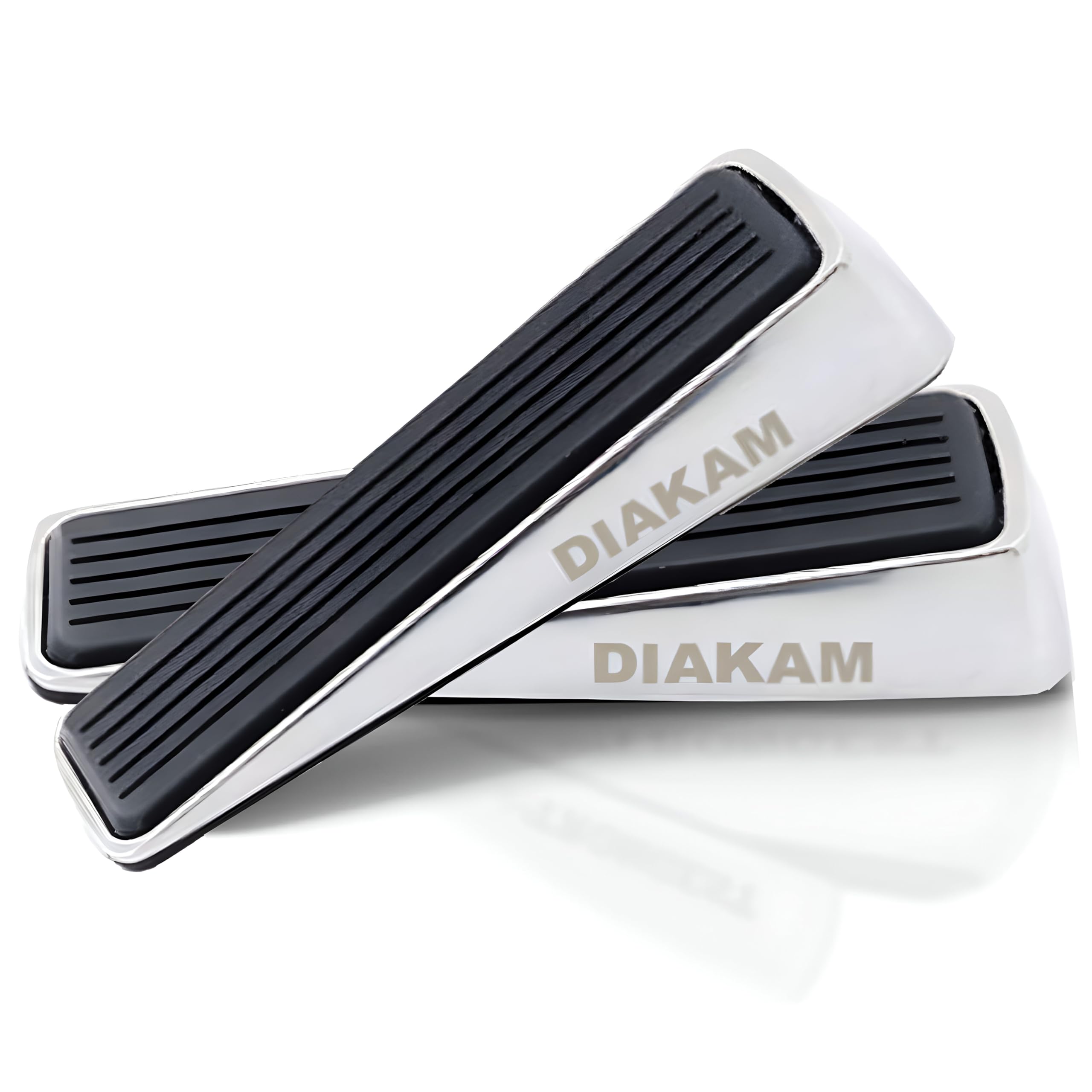 DIAKAM Door Stopper - Heavy Duty Door Stop Wedge - Made of Zinc and Rubber - Suitable for Any Floor & Door - Non-Slip Doorstops for Home & Office Silver