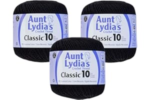 Aunt Lydia's Bulk Buy Crochet Cotton Classic Crochet Thread Size 10 (3-Pack) Black 154-12