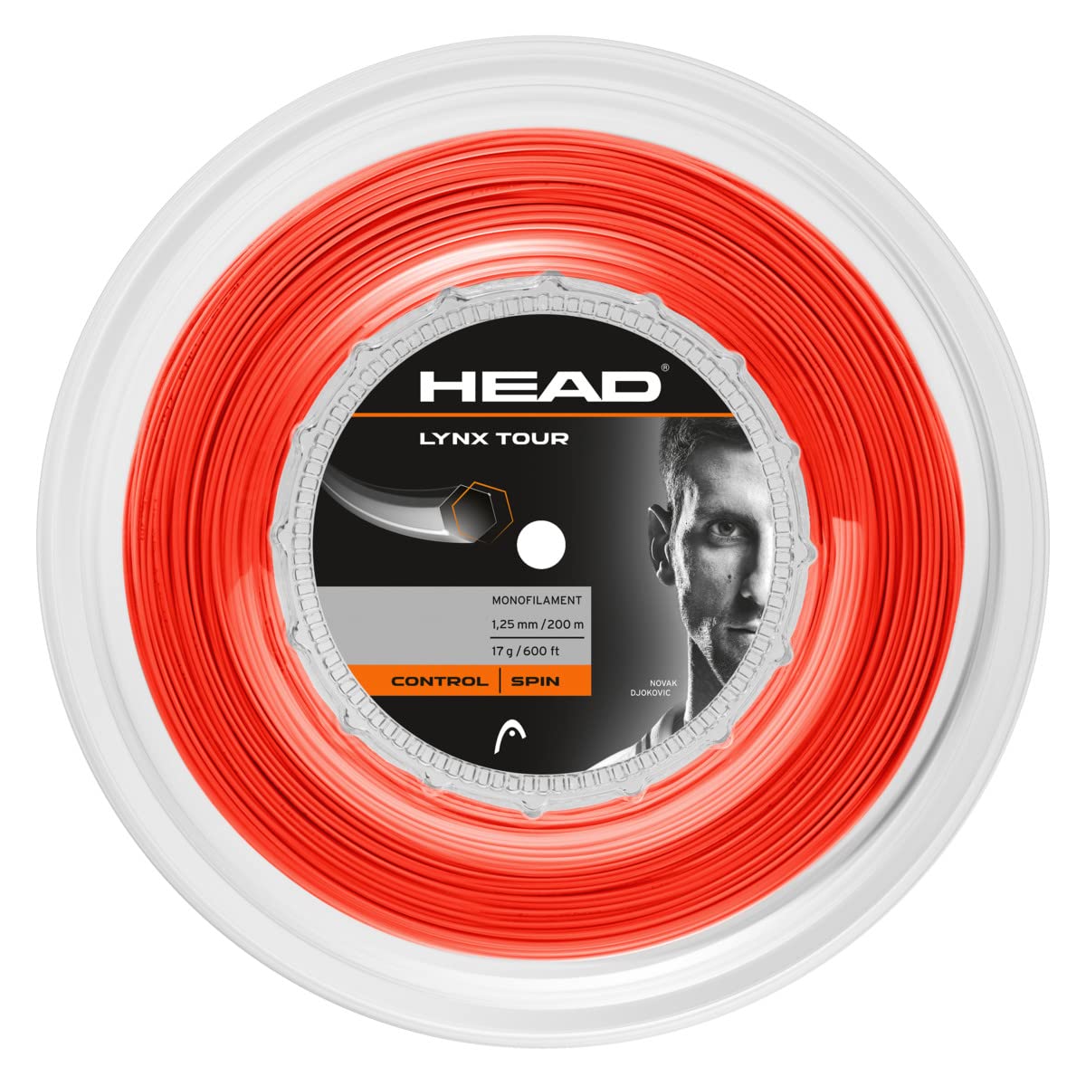 HEAD Lynx Tour 200m Reel Tennis String, Orange, 16