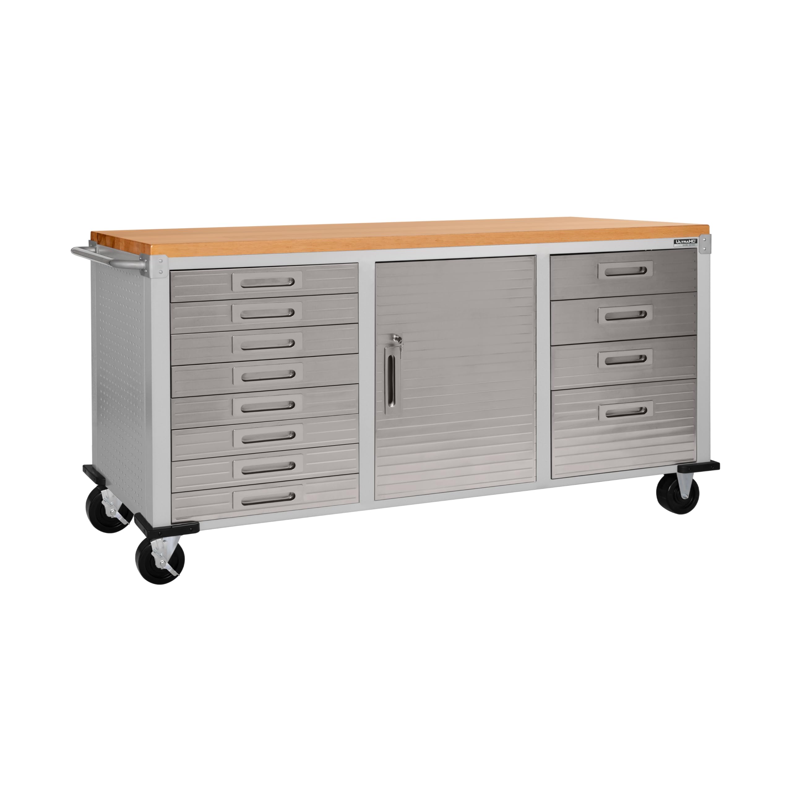 Seville Classics UltraHD Rolling Workbench with 12 drawers, for Office, Garage, Workshop, 182,9 x 50,8 x 95,2 cm, Granite