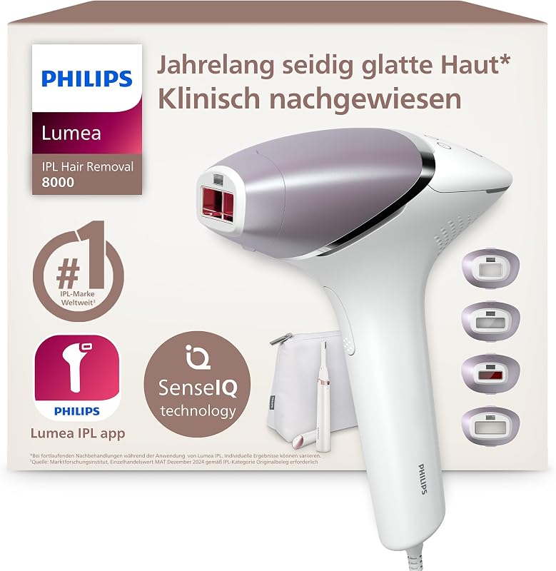 Lumea IPL 7000 Series - IPL Geräte Haarentfernung für jahrelang seidig-glatte Haut* mit 3 Aufsätzen für Körper & Gesicht, Alternative zur Laser-Haarentfernung (BRI923/00)